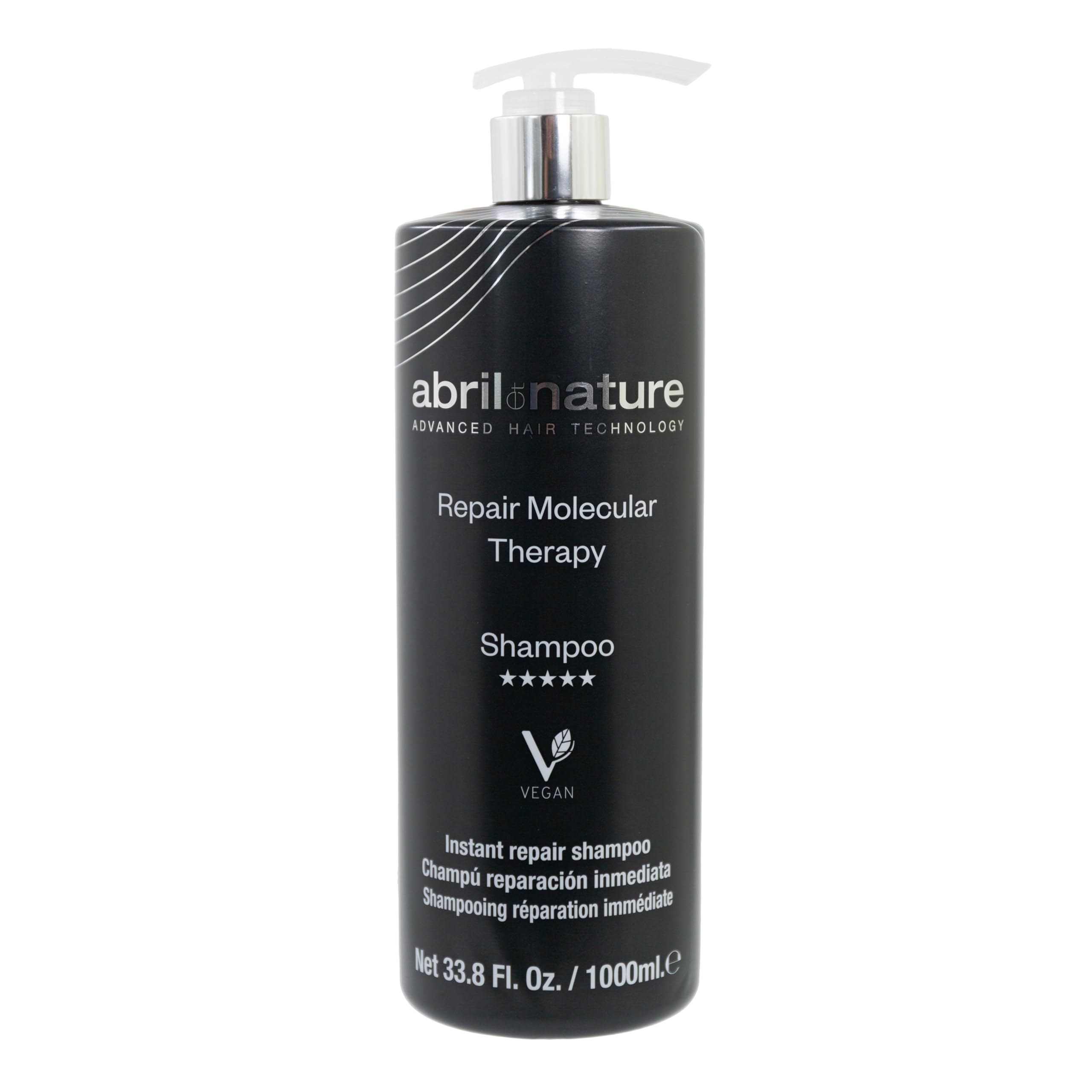 abril et nature - Shampooing Professionnel Molecular Therapy - Pour Cheveux Extrêmement Abîmés, Surtraités ou Vieillissants - Restructure, Répare et Restaure - Cheveux Sains et Résistants - 1000 ml