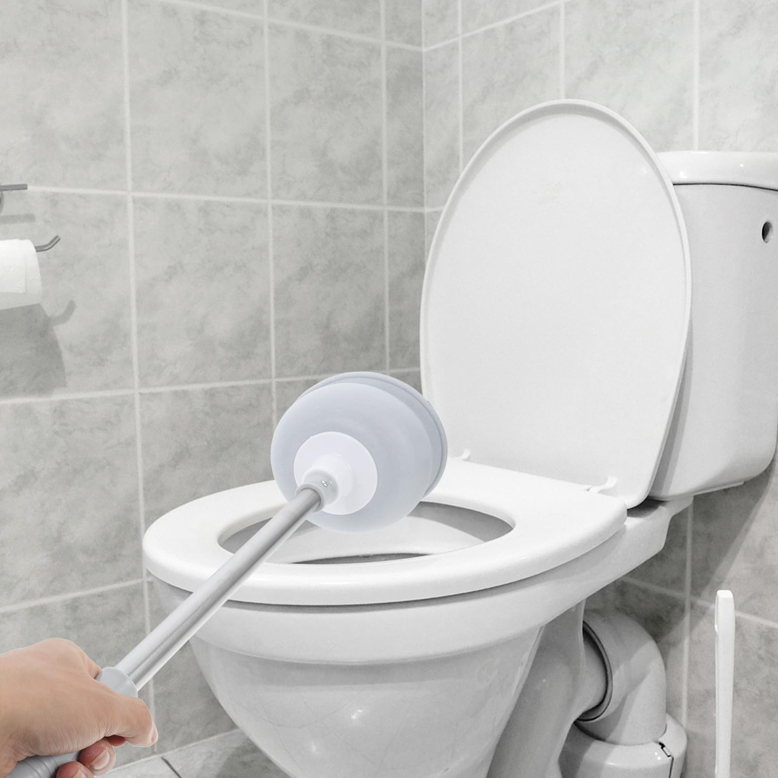 Toilettenpömpel 2 Stück mit Langem Griff Robuster Abflussreiniger für Bad Küche und Öffentliche Orte zur Effektiven Verstopfungsbeseitigung