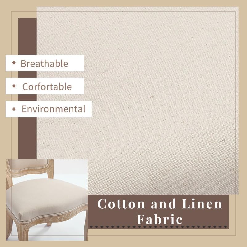 Miniatura 7 de Dining Chairs Set of 2, Table & Chair Sets with Natural Rattan Round Back, Upholstered Stackable Dining Room Chairs for Living Room, Kitchen,