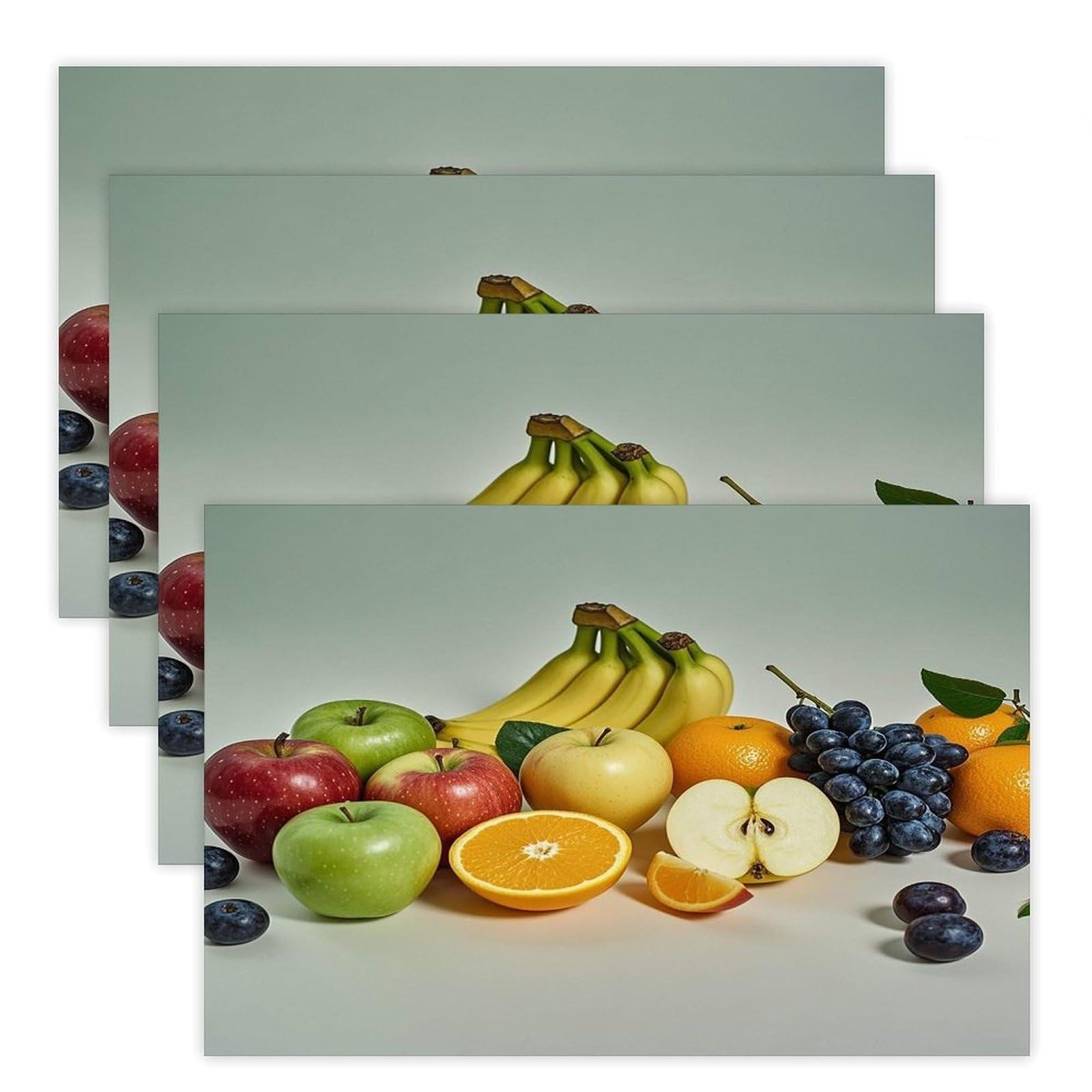 Fruits Placemats Flax Place Mats for Dining Table Rectangle Non-Slip Table Mats Heat Resistant Washable Placemat for Kitchen Home Decor Party Outdoor 12" X 18"