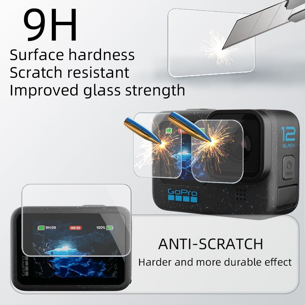 Kit Protection Verre Trempé Spigen Pour GoPro Hero 12/11/10/9 - 6 Pièces (écran + Caméra)