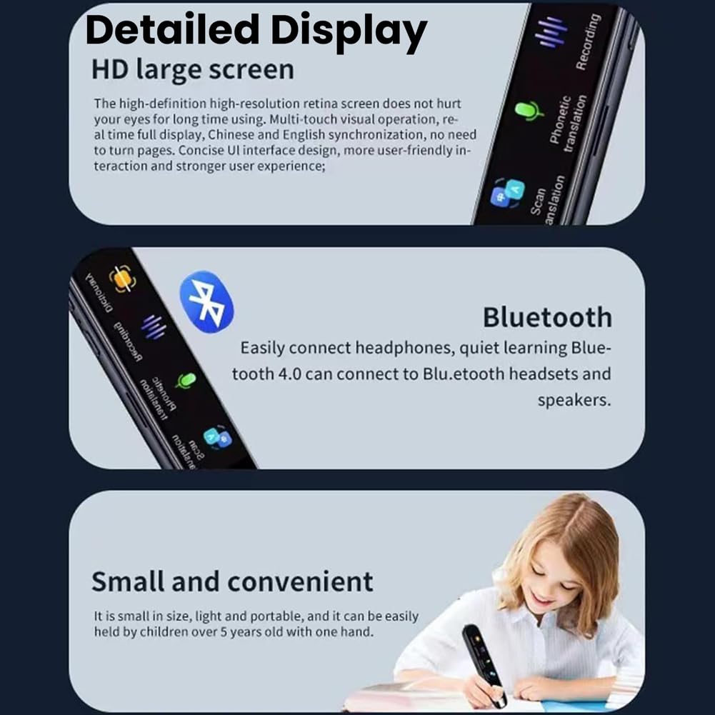 Scannix Ki-Stiftscanner, Scannix Stift-Real-Time Voice Translator & Scanner with Touch Screen, Supports 134 Languages, Offline & Online, Text Recognition In 60 Languages (1pc)
