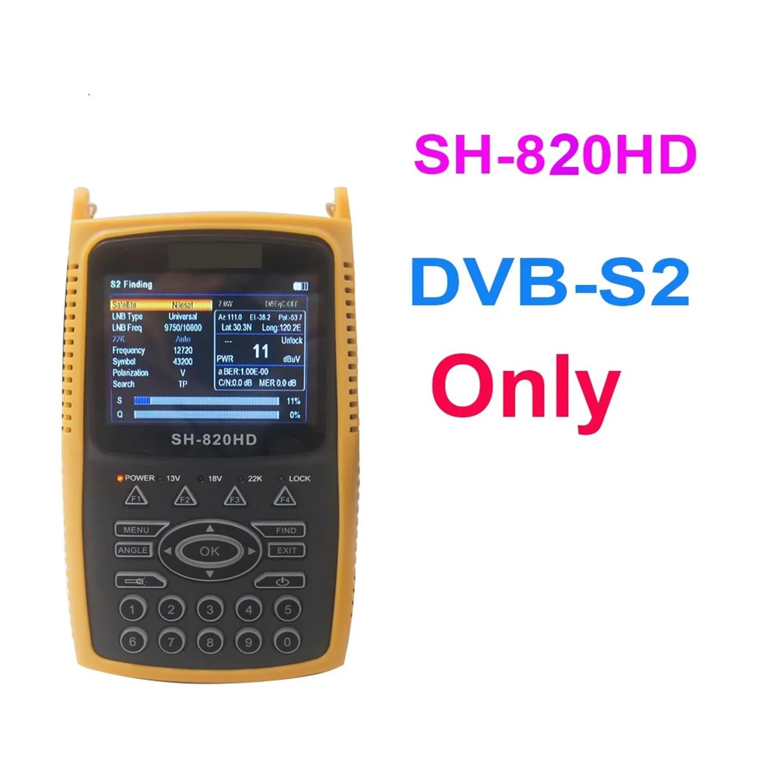 SH-820HD Détecteur de Satellite combiné 3,5 Pouces H.265 HEVC DVB-S/S2/T/T2/C/CCTV HD Signal numérique(S2)