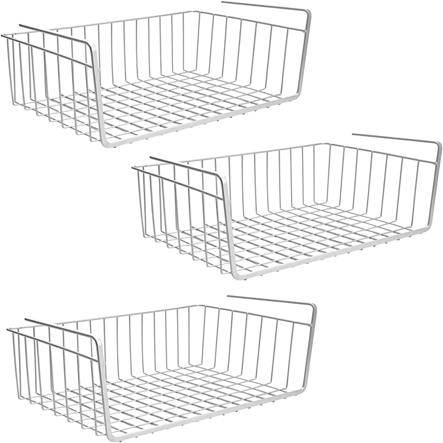 Go Hooked Upasna Works Undershelf Basket Medium Space Saving Versatile Heavy Duty Sleek and Sturdy Efficient Compact and Durable Modern Robust Elegant 12 Inch Set of 3