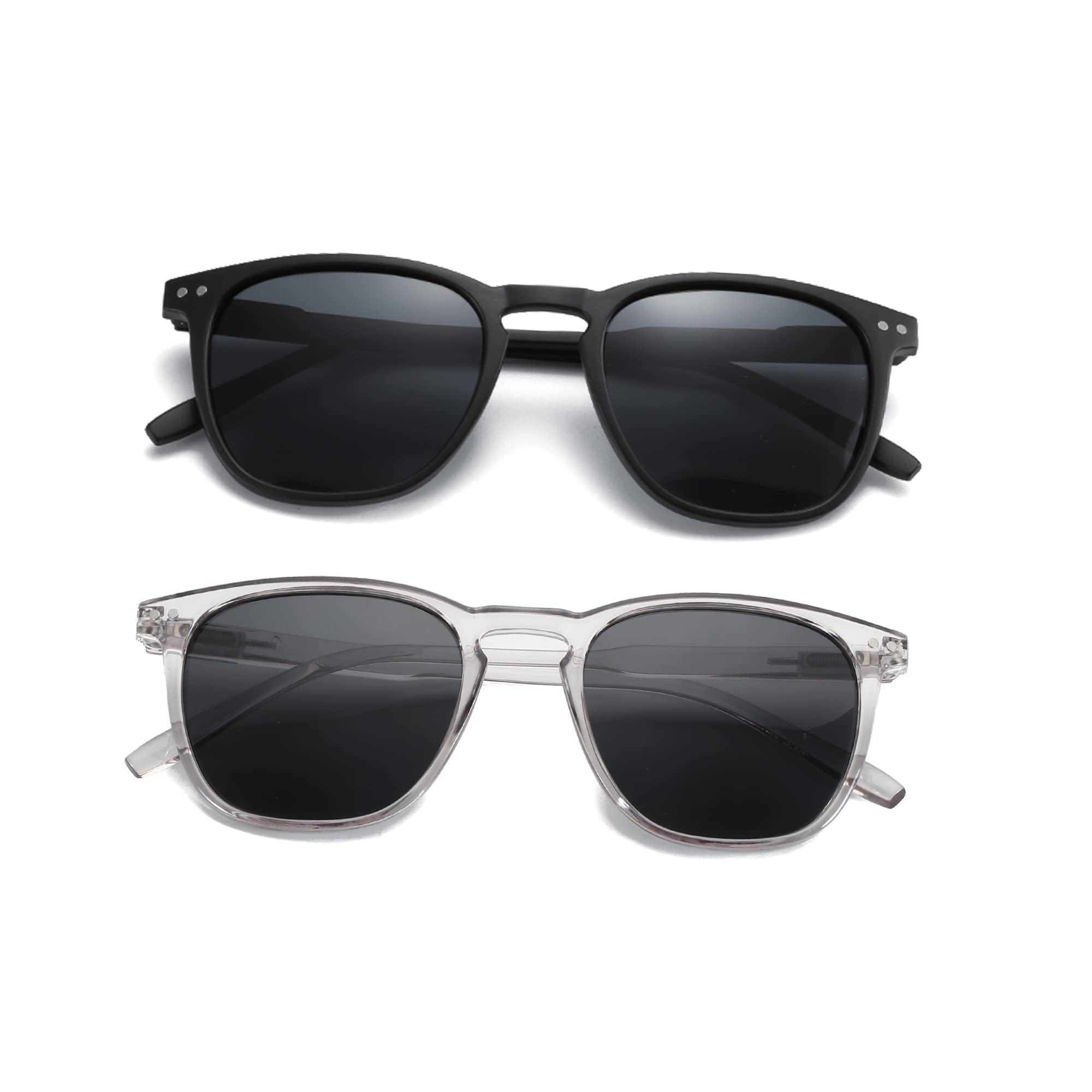 ZENOTTIC 2 Paia Occhiali da Sole Polarizzati per Uomo Donna Retro Vintage Rotondi Quadrati Protezione UV400 Unisex