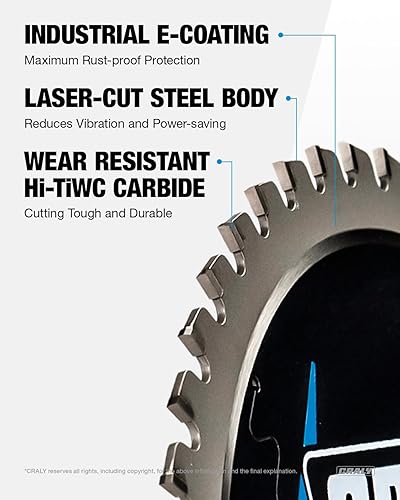 Miniatura 3 de CRALY Hoja de sierra circular de corte de acero y metal ferroso de 7-14 pulgadas, 48 dientes, eje de 58 pulgadas, corte delgado, hoja profesional