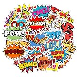 OLUYNG 50pcs lustige dwow wasserdichte bam pow Wow Boom bang OMG wörter Aufkleber für handys tragbares gepäck gitarrenet Skateboard Aufkleber