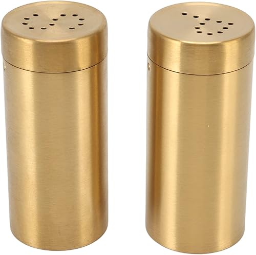 Miniatura 2 de 2 saleros y pimenteros, tarro de especias dorado de acero inoxidable a prueba de óxido, botella de condimentos con tapa abierta para sal, azúcar,
