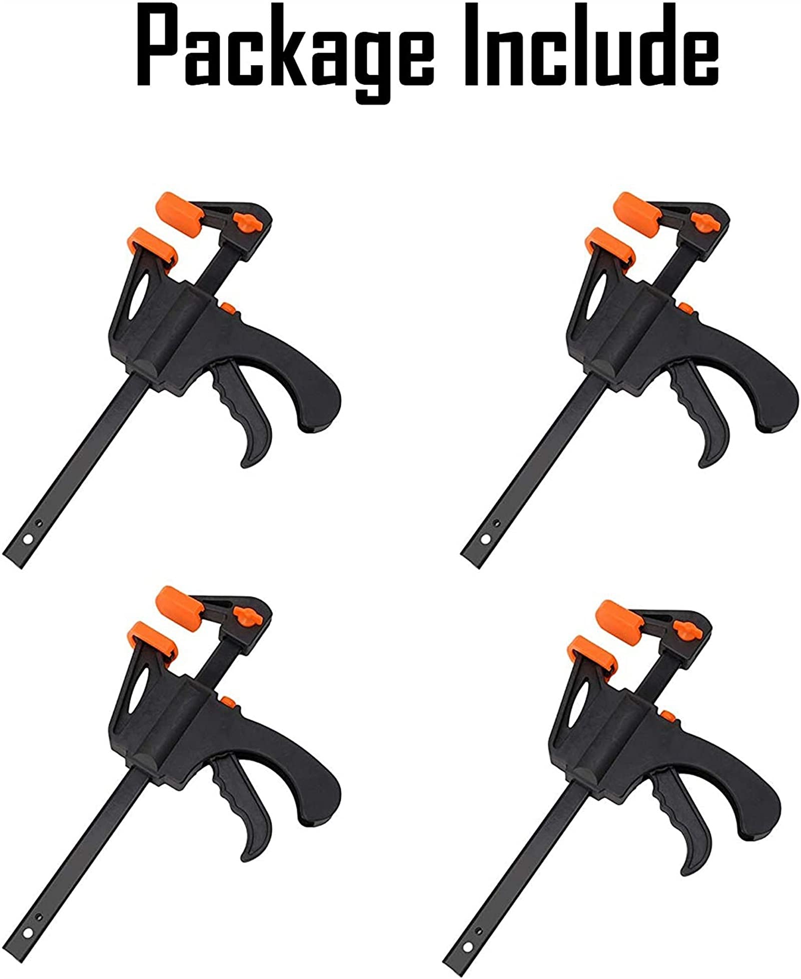 RJJ Szybki zacisk do drewna, czarny, drewniany zacisk barowy Szybkie zaciski uchwytu do obróbki drewna F-Style 6 cal (zacisk paska drewna 4pk) (Color : Wood Bar Clamp 4PK)