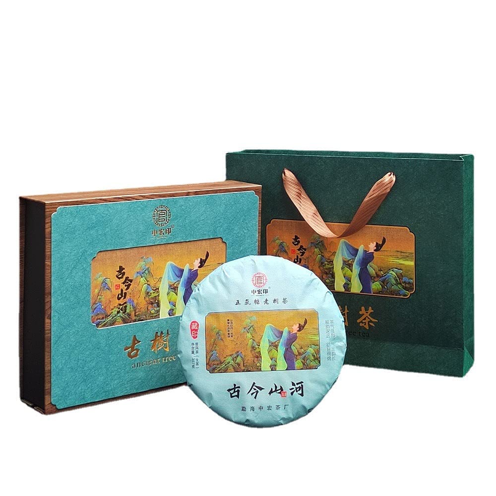 Pu'er Tea Gift Set ZhengqiTang Pu'er Raw Tea Cake 357g Ancient and Modern Shanhe Gift Tea Green Tea 普洱茶礼盒装正气塘普洱生茶饼礼品茶
