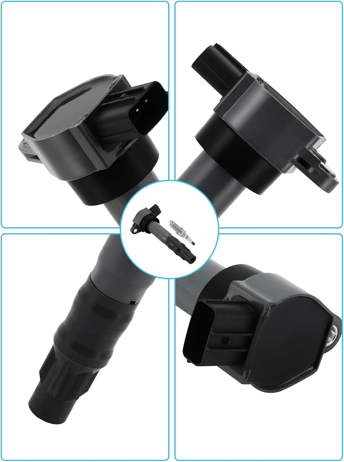 set of 4 uf532 ignition coil pack & iridium spark plugs (2.4l) 2004-2012 for mitsubishi eclipse galant lancer outlander, replace # 5c1504 ic612 178-8384 e1032 48711