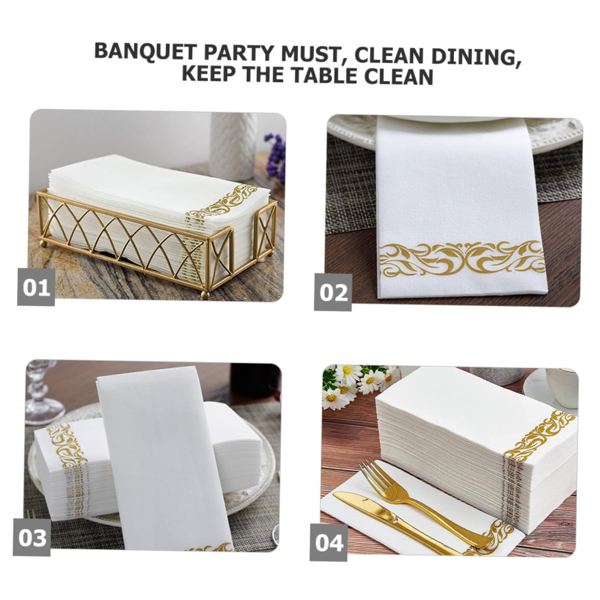 100piezas Servilletas de Papel Doradas Desechables Unidades para Bodas Cumpleaños Fiestas Servilletas de Cena para Invitados