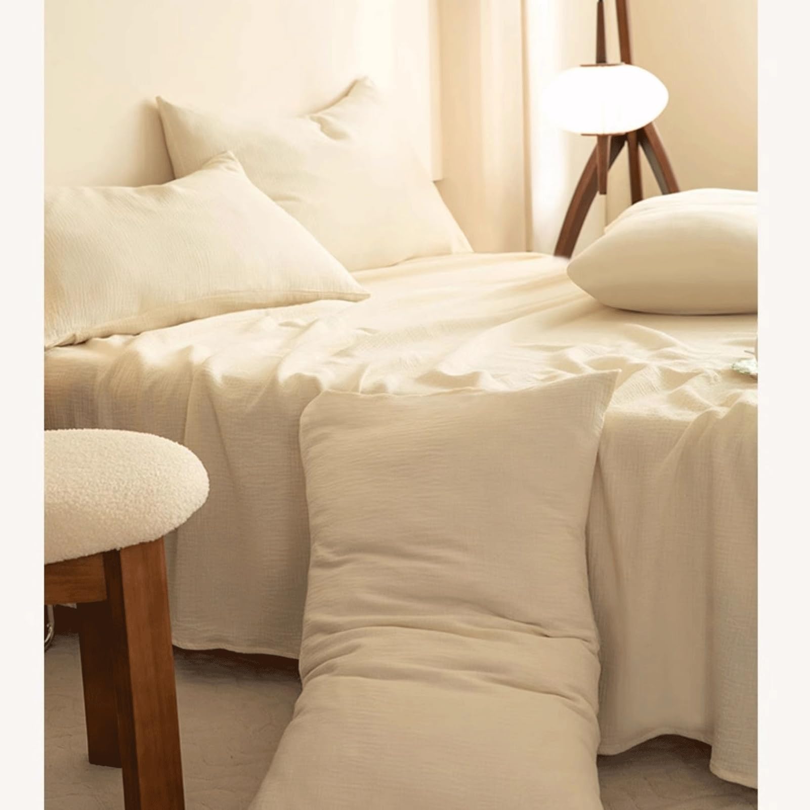 Sábana Plana Sábana Encimera Suave de Gasa Algodón Cama 90-100cm (160x235cm) 120-135cm (200x235cm) 150-180cm (240x250cm) 200cm (240x270cm)(Green,200x235cm+48x74cm x2)