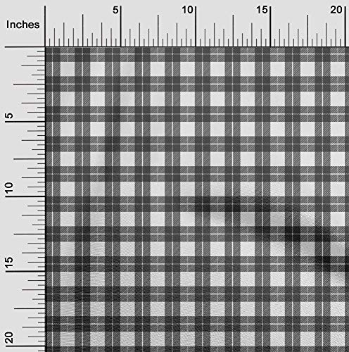 oneOone Cotton Poplin White Fabric Check Sewing Material Print Fabric By The Yard 42 Inch Wide