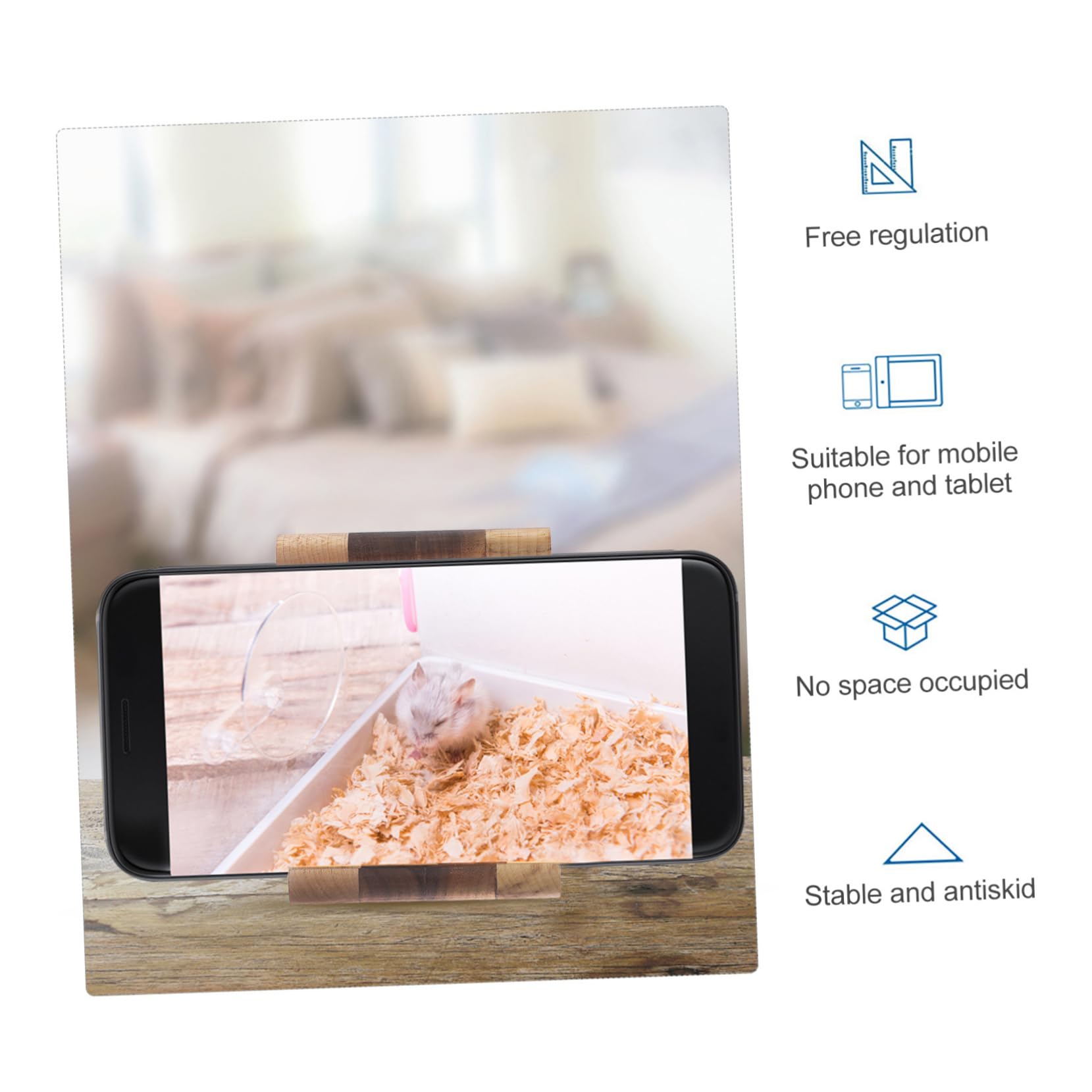 SHINEOFI Supporto Portatile per Telefono, Legno Noce Nero e Acero | Base Stabile, Design Semplice e Coordinato, per Tavolo e Scrivania, Leggero e Facile da Spostare