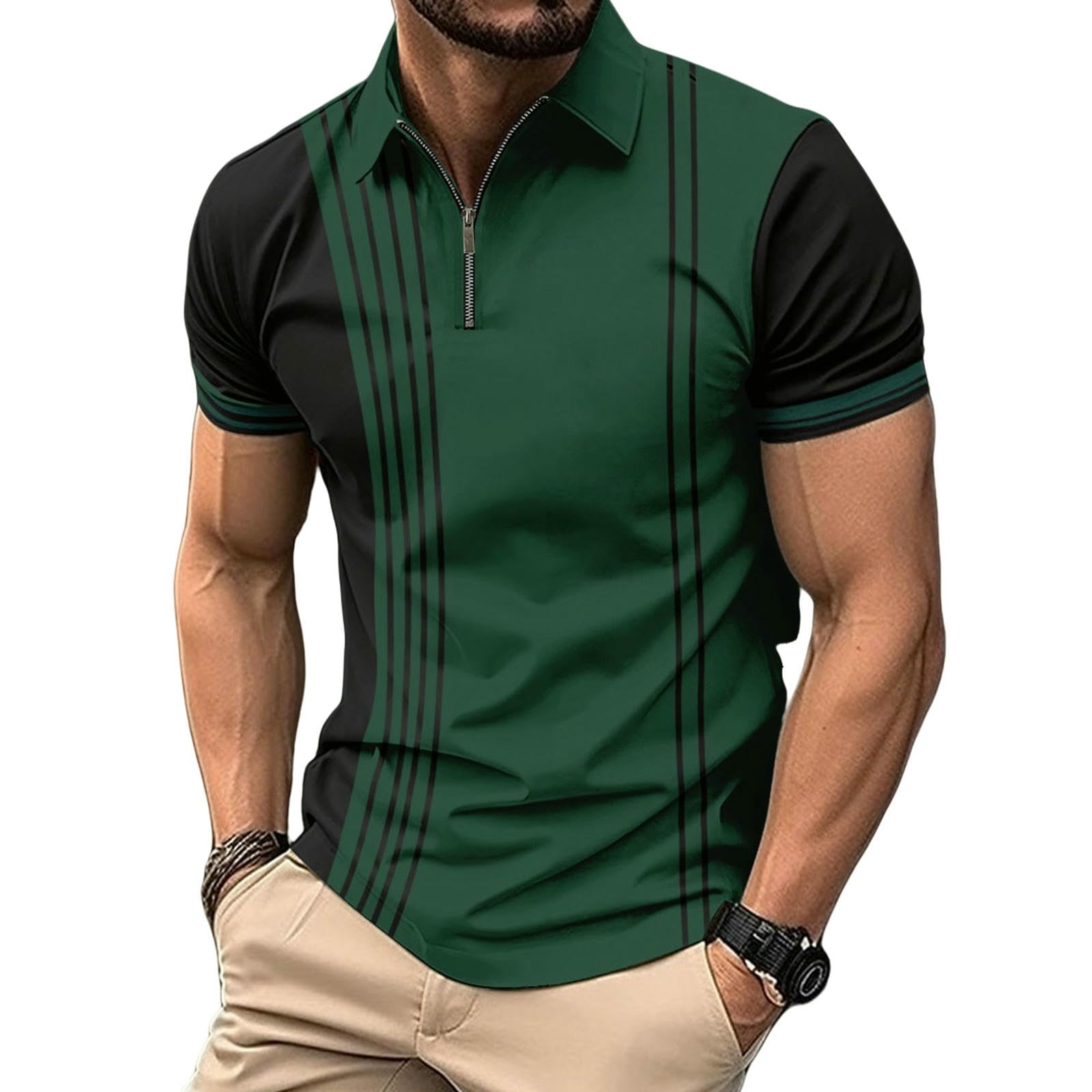 Męskie T-shirty Męska koszulka golfowa Łączenie Koszulka z krótkim rękawem Top