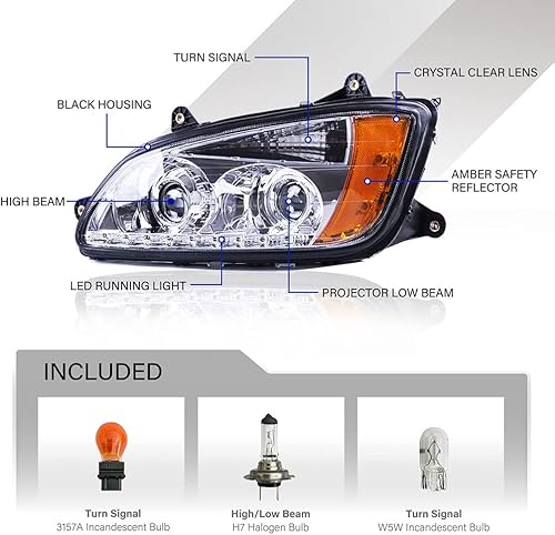 Miniatura 4 de CONCEPT AUTOMOTIVE LIGHTS Repuesto para faros delanteros halógenos cromados KENWORTH T660 2013-2018 (lado del pasajero)