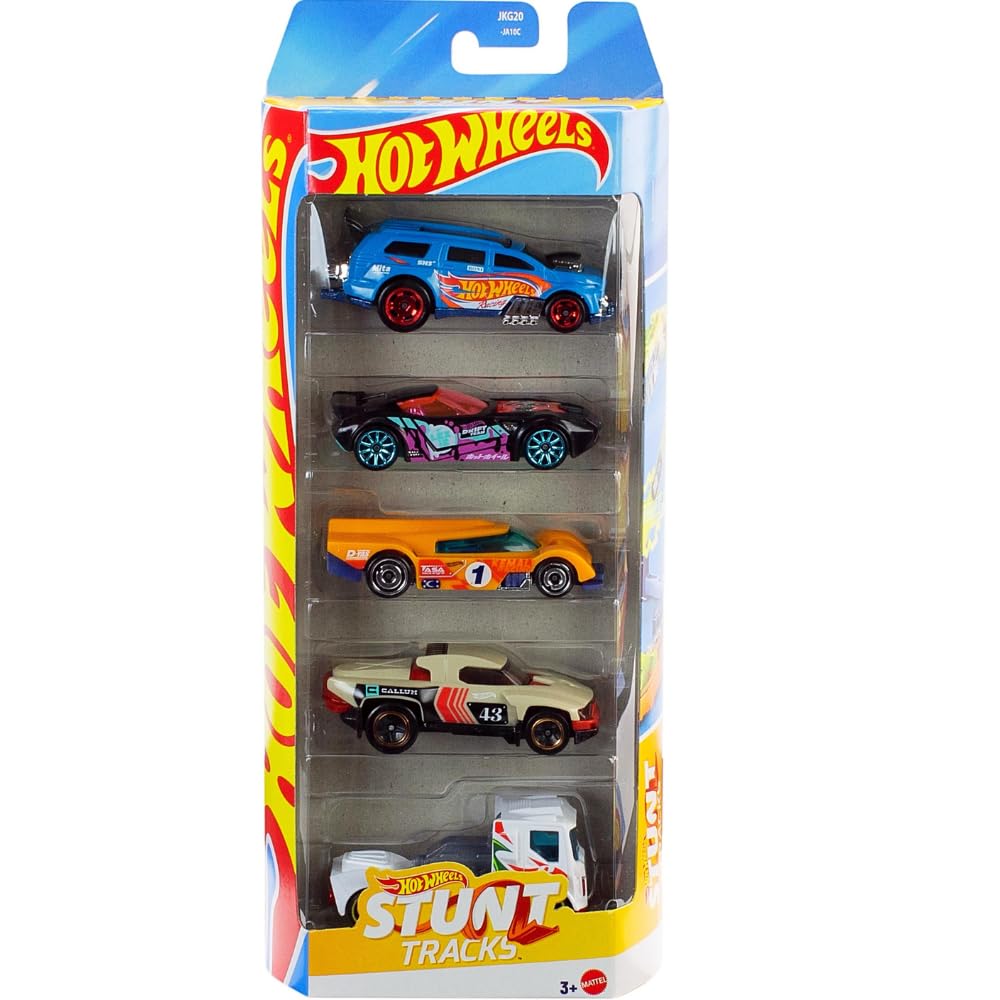 Hot Wheels Car 2026 Stunt Tracks Pack of 5 (Gruppo X24, Rennen Rig, Nerve Hammer, Nitro Tailgater, Terra Tracktyl) Multi - Color-picture-10