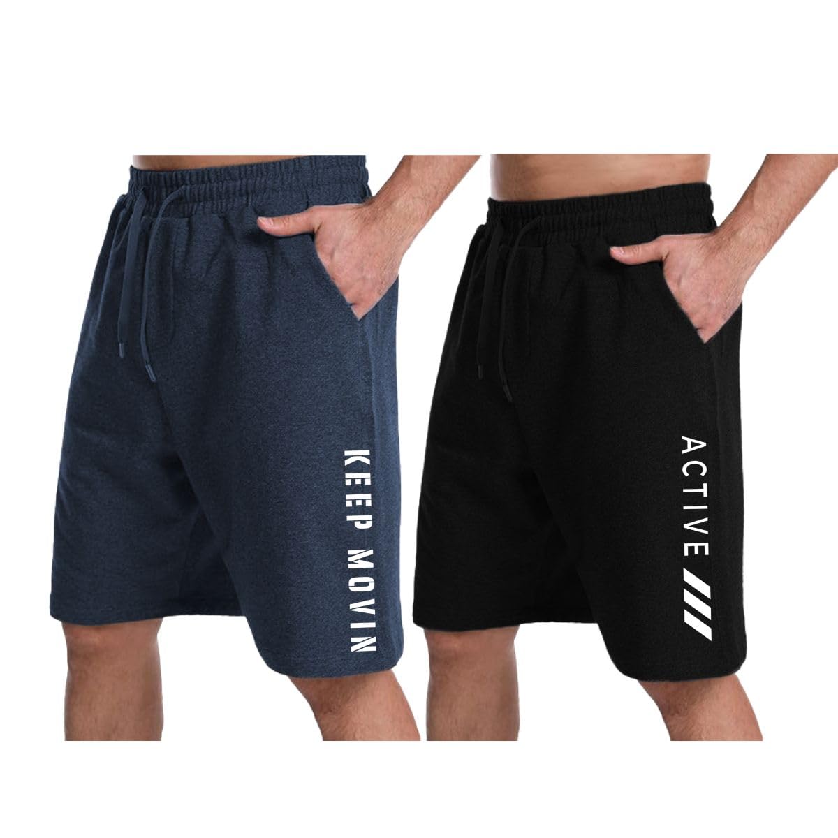 kart black Men's Regular Fit Printed Shorts | Pack of 2 | Knee Length Cotton Shorts-picture-43