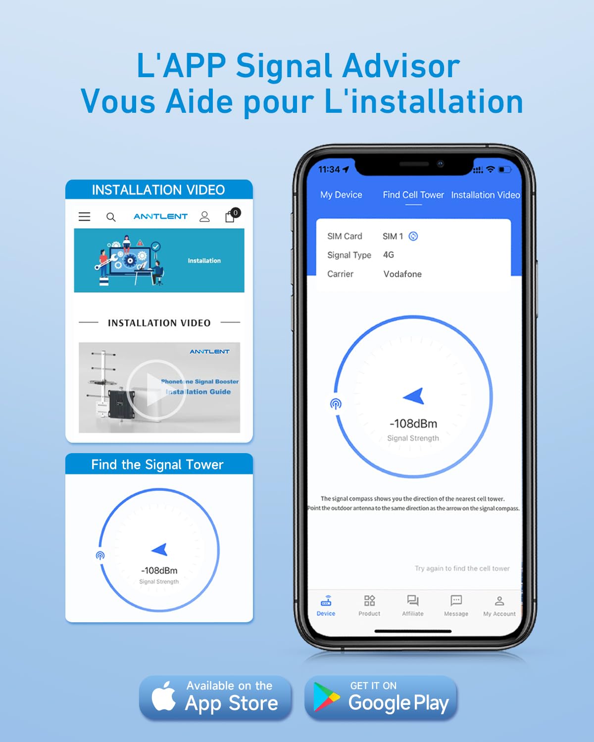Amplificateur Reseau Mobile pour Bande 8 et 20, Amplificateur de Signal Cellulaire Les Signaux 5G 4G LTE GSM, Compatible avec Tous Les Opérateurs - pour Le Bureau à Domicile