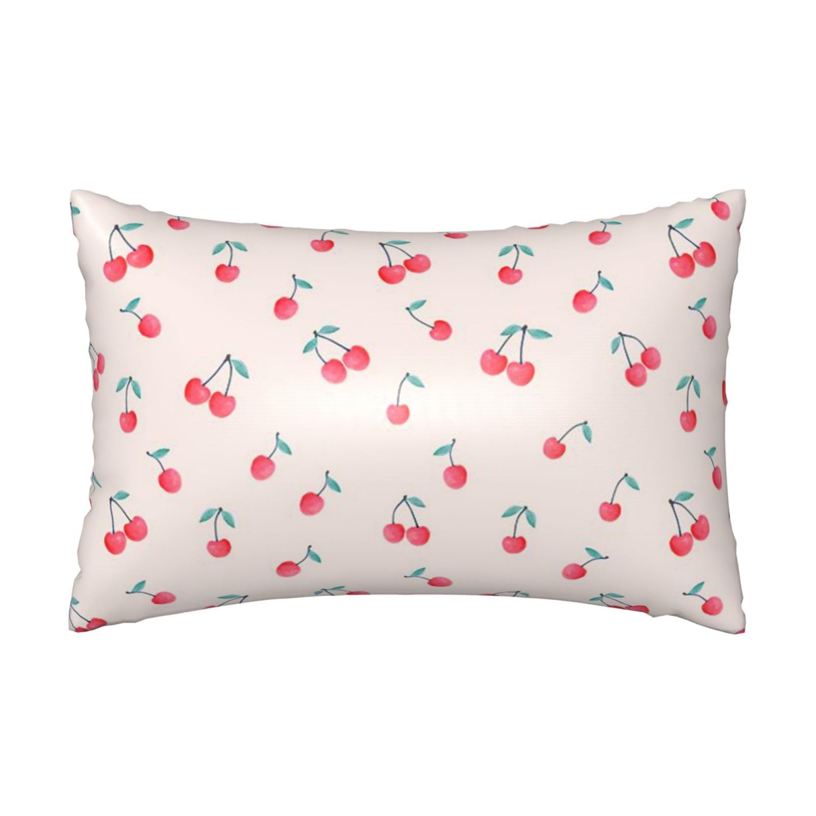 Lovely Sweet Red Cherry Print Pillowcase, Silk Pillowcase For Hair And Skin, With Hidden Zipper Standard Size Pillow Cover 51 X 76 Cm