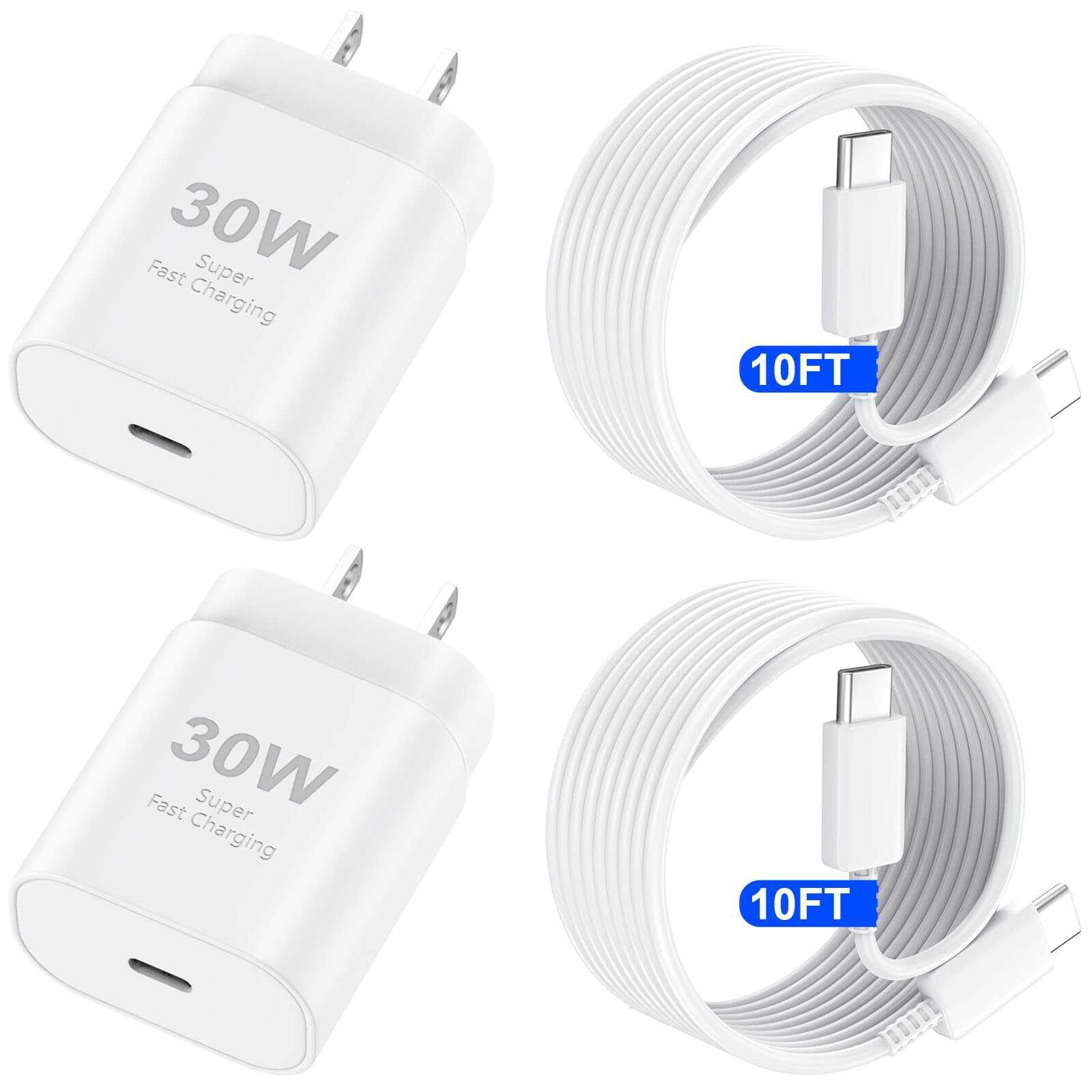 USB C iPhone 16 15 Charger Fast Charging Block, 30W iPhone 16/15 Pro Max USBC Charger with 10 FT Type C Fast Charging Long Cable Cord for iPhone 16 Pro Max/16 Pro/16e/16 Plus/15 ProMax/15Pro/15/S25/24