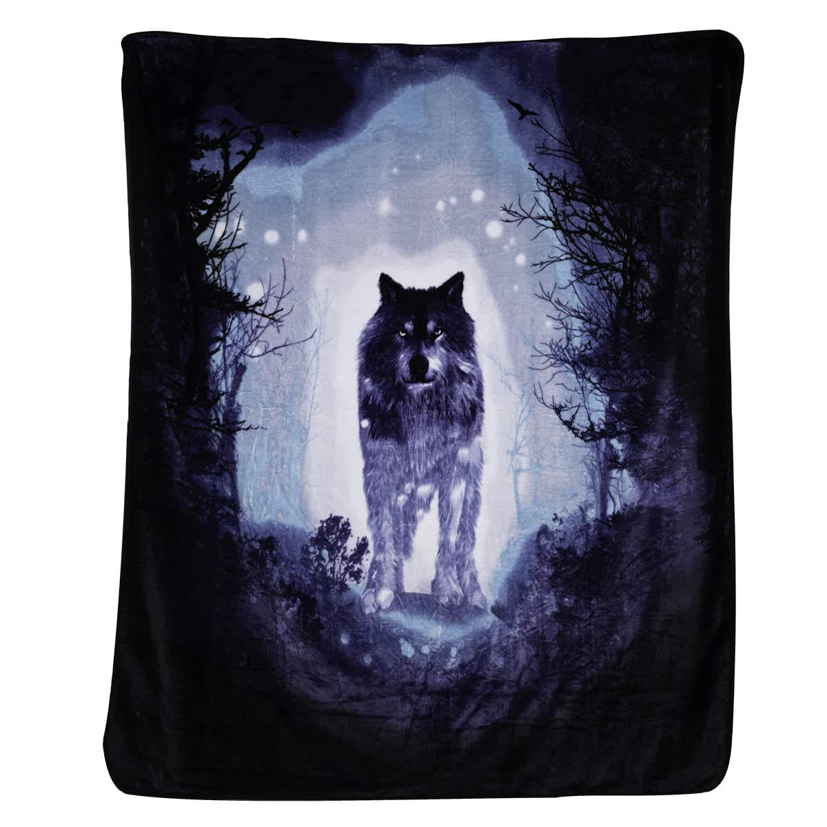 Lone Wolf Queen-Full Size Blanket 7426WOLF inches x 75 inches Plush  Bed Cover Wildlife Plush Fleece Blanket