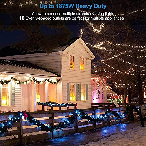 Yodotek 50Ft 12 Gauge Indoor/Outdoor Power Extension Cord,Multiple Evenly-Spaced Plug Eleven Outlet,Cord Splitter,Ideal For Landscaping Light,Stage Backlines,Holiday,Party And Christmas Decoration #TOP7