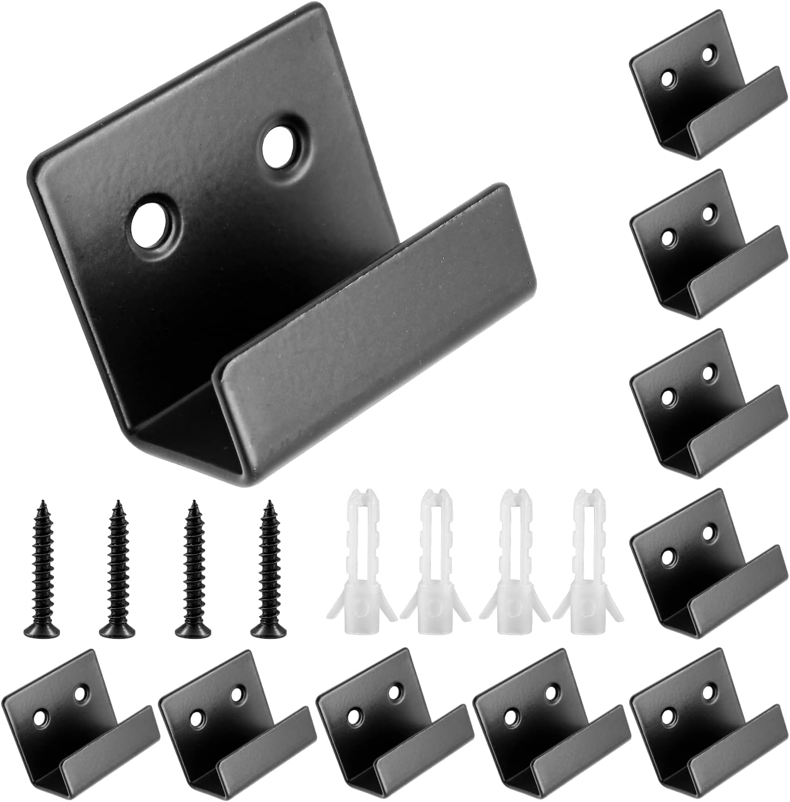 Luomorgo 10 Pcs Tile Display Wall Hanger, Stainless Steel Wall Mount Brackets Hook, Heavy Duty Tile Hanger for Mirrors, Picture Frame Ceramic Wall Display (Large Size, Black)