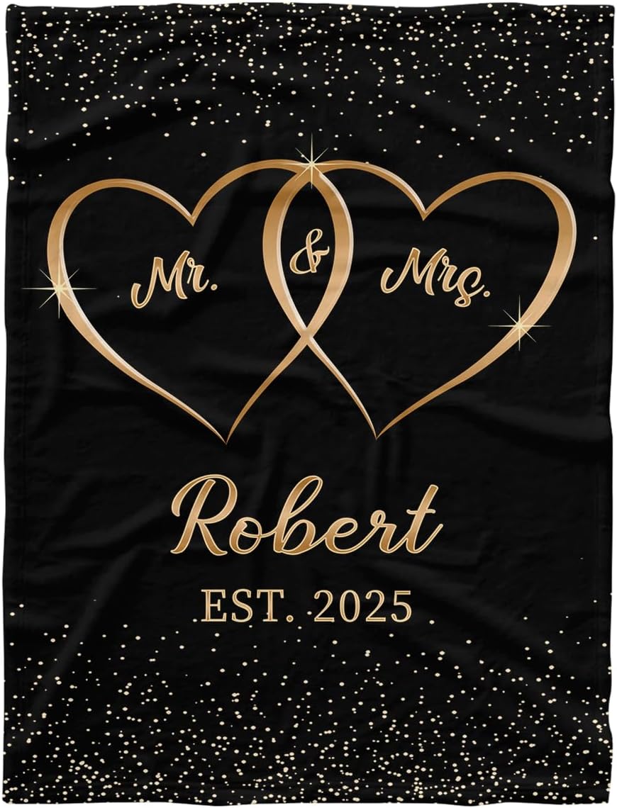Personalized Wedding Couple Blanket, Gift for Wife Husband Her Him Girlfriend Boyfriend Mrs Mr, Fleece Sherpa Blankets 30x40 50x60 60x80 NQ5621533