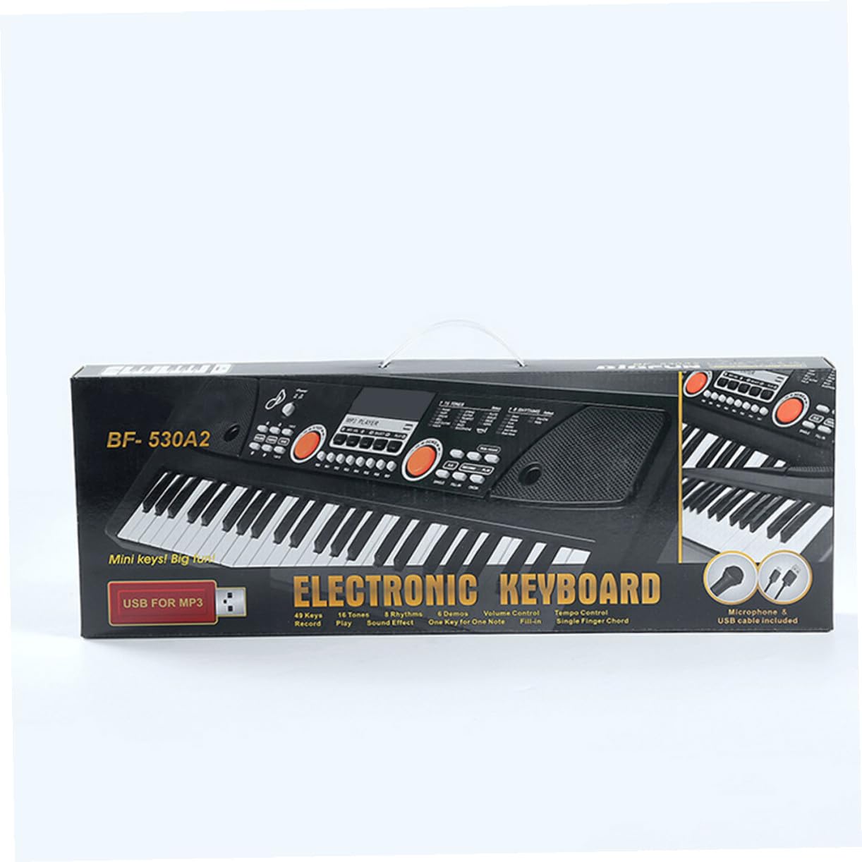 ERINGOGO Tastiera Elettronica per Bambini 49 Tasti Nero con Microfono Giocattolo Musicale Multifunzionale in Plastica per Apprendimento e Divertimento Natalizio