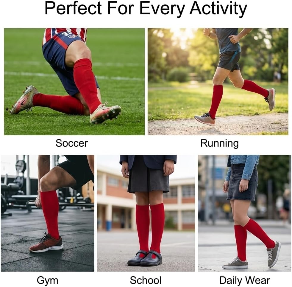 Vizari Soccer Tube Socks for Youth & Adult - Compression Socks with Cushioning Support for Football, Baseball, Rugby & Hockey