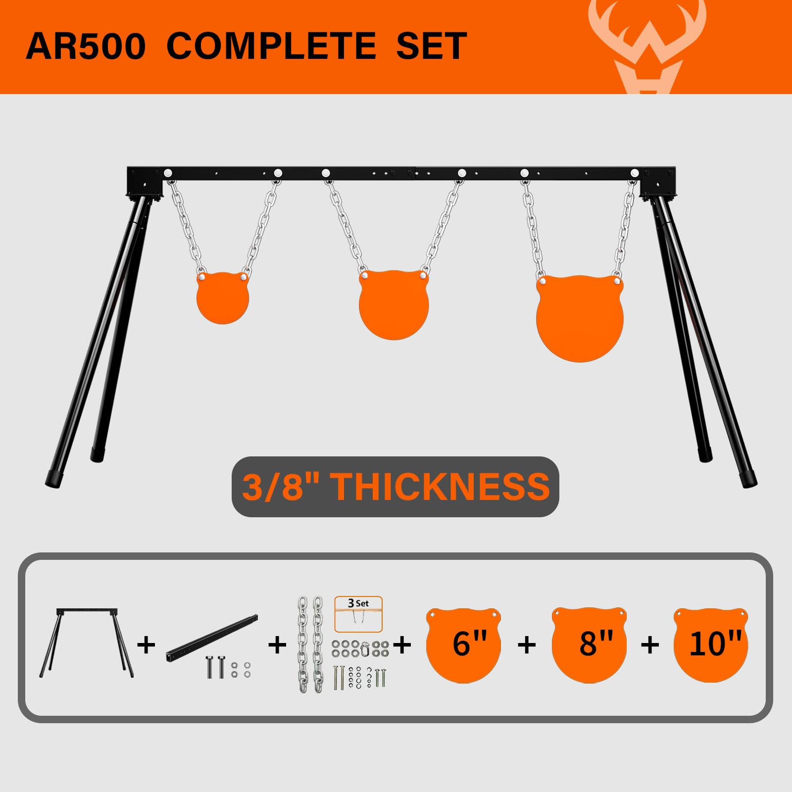 Highwild AR500 Steel Targets System 3/8 Inch Thick Complete Steel Shooting Targets with Stand, 6