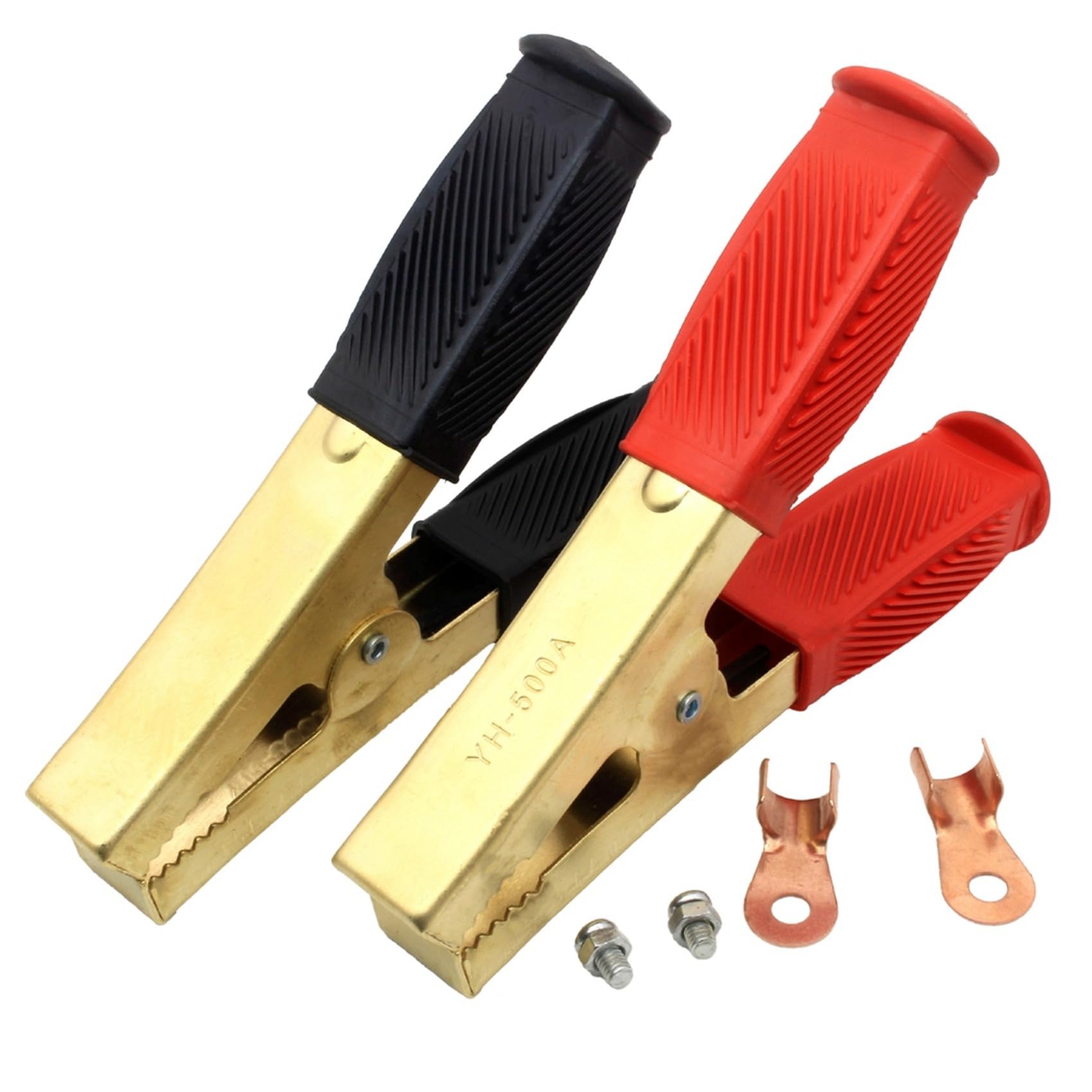 2 Paire de Serre-Câbles de Démarrage de Batterie, Pinces Crocodiles, Clips de de Câble en Laiton Pur 1000 A Adaptés au Bateau de Camion de Voiture