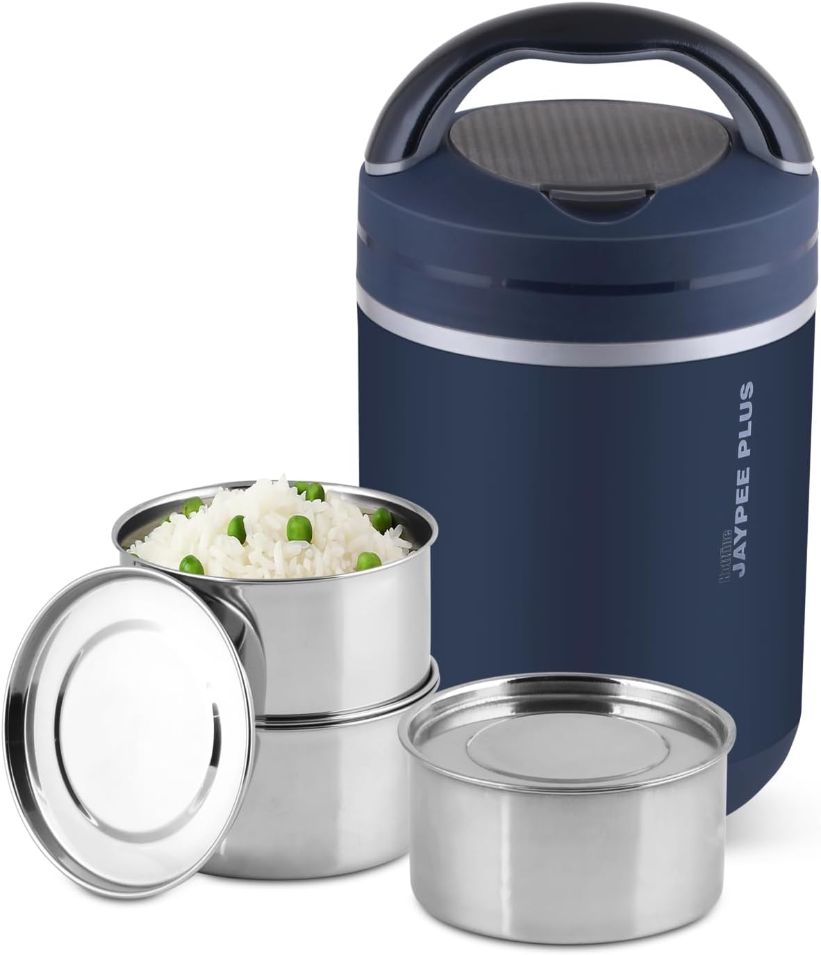 Jaypee Plus, Hott line, Electric Lunch Box, 3 SS Container, Dark Blue