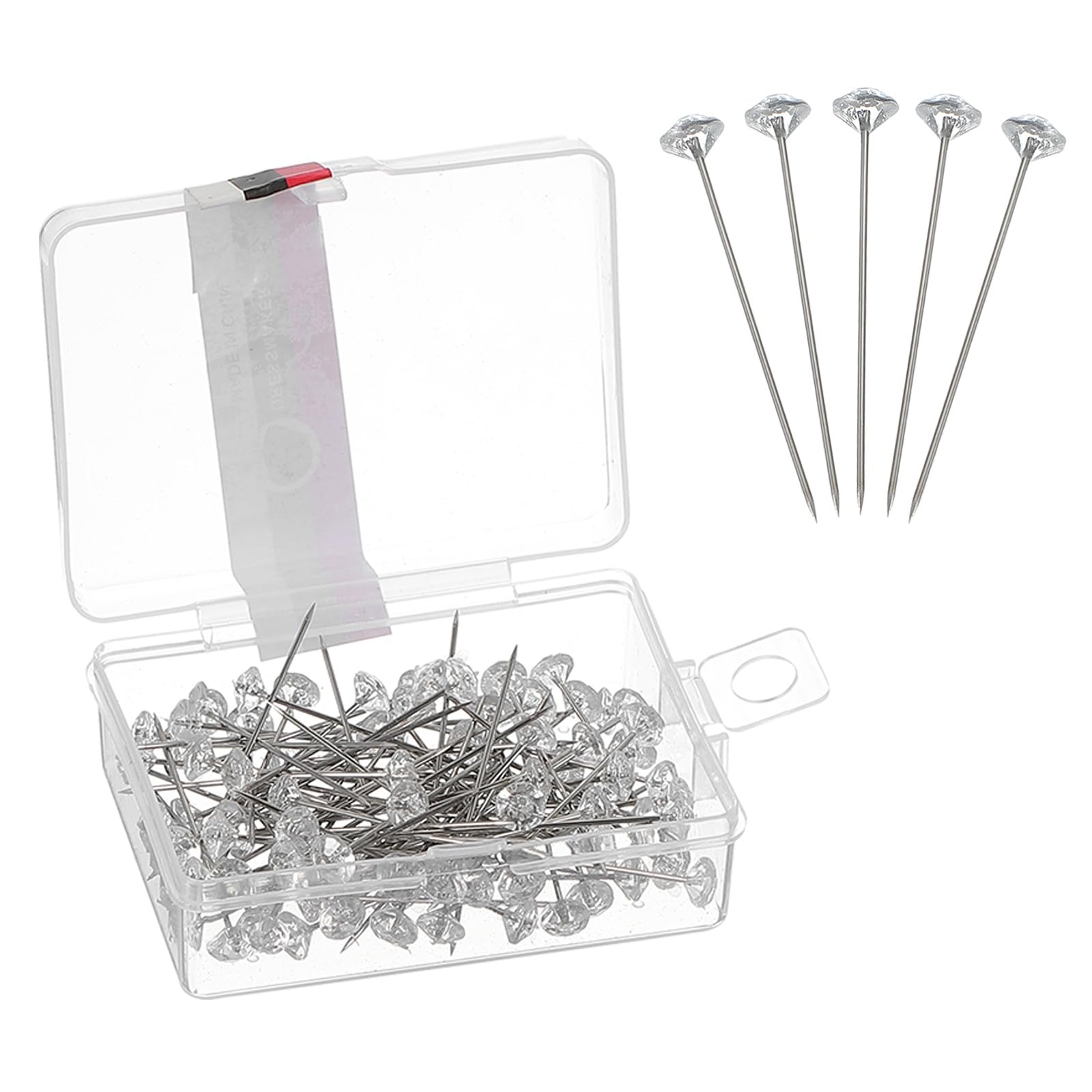 sourcing map 200pcs Bouquet Pins, 1.5 Inch Corsage Pins Flower Straight Head for Wedding Sewing Decoration DIY Craft, Clear