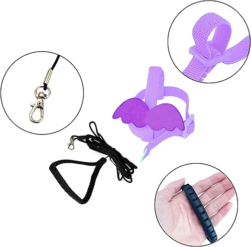 Miniatura 10 de Dnoifne Arnés y correa para pájaros de loro para mascotas, diseño de entrenamiento ajustable antimordeduras, cuerda de nailon para pájaros con linda