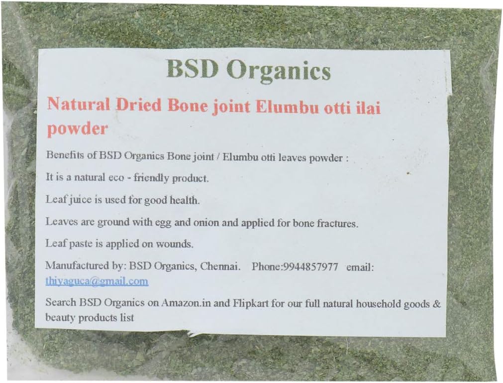 BSD Organics Natural powder Bone joint Elumbu otti ilai/Kooravaal Chedi/Kodali soppu/Murikootipacha/kolagohoma -200gm
