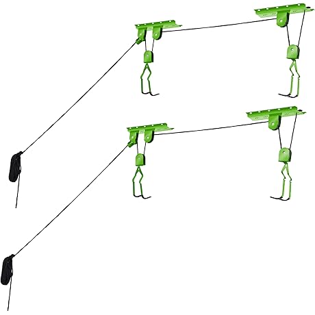 Bike Hanger Set by Rad Sportz: Store Bicycles Safely Overhead