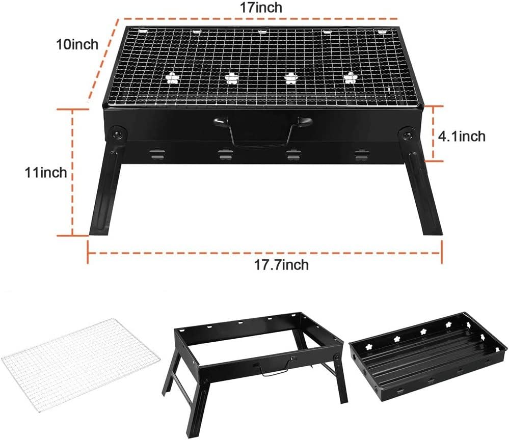 Portable Barbecue Charcoal Grill Stainless Steel Small Mini Bbq Tool Kits for Outdoor Cooking Camping