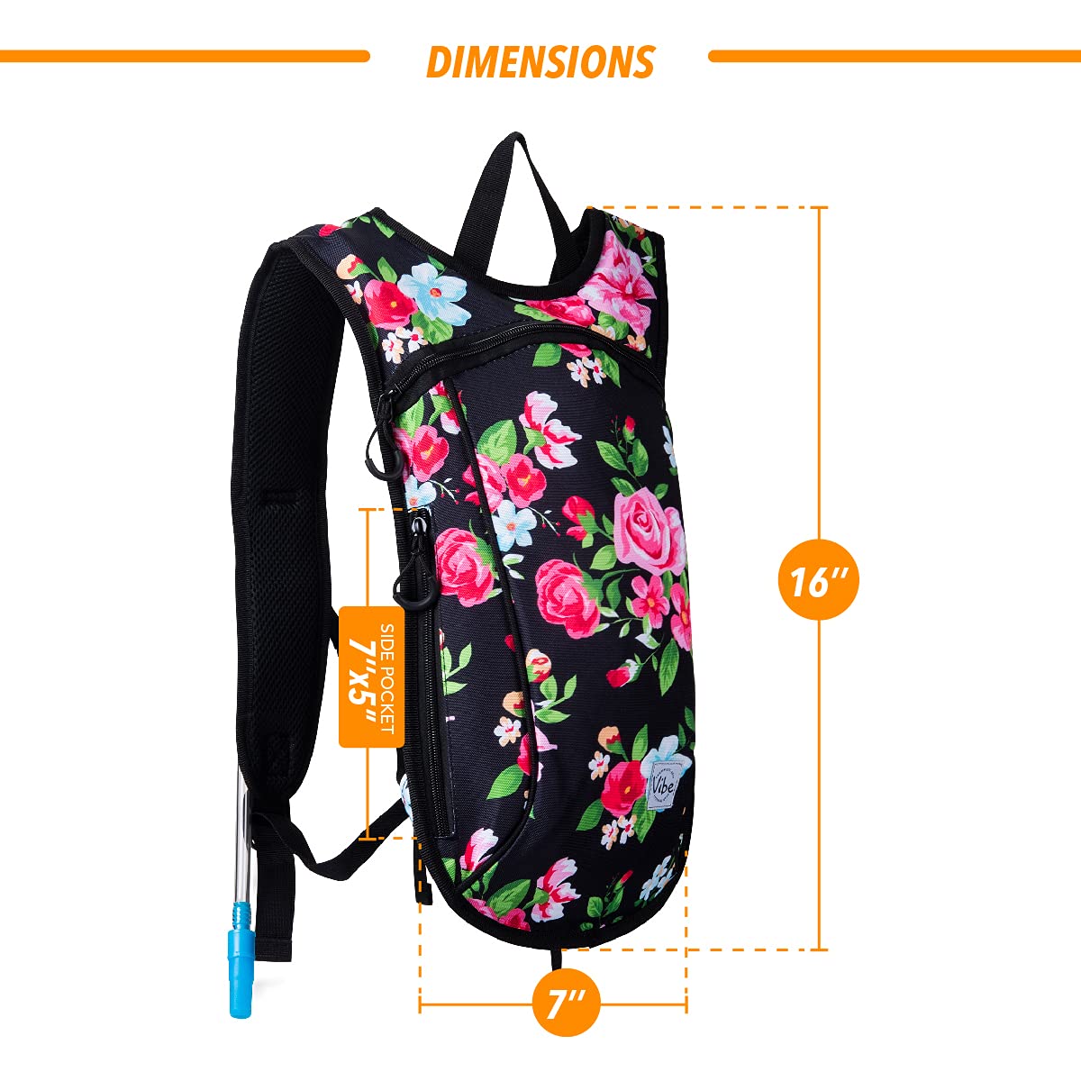Vibe Sac à Dos d'hydratation en Polyester recyclé – Poche à Eau de 2 l pour Homme et Femme, Noir/Blanc, Medium