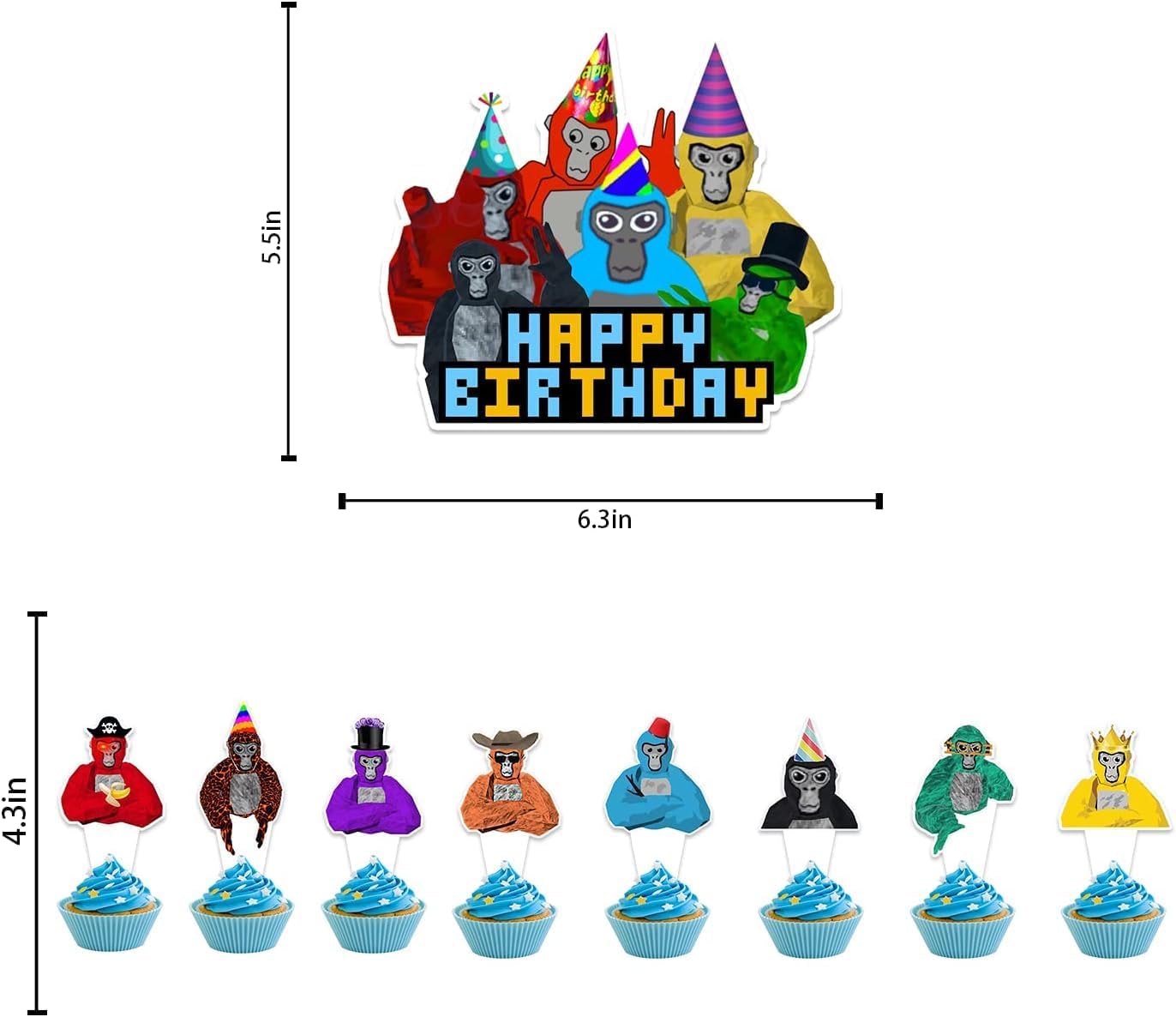 25 Pcs Gorilla Cake Topper and Cupcake Toppers Set Birthday Party Supplies for Gorilla Themed Birthday Decorations