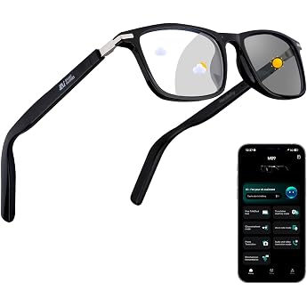 AI Smart Glasses with 160+ Languages Colour Changing Lenses Integrated Speaker and Clear Audio - Bluetooth Glasses for Travel Meetings and Business Use