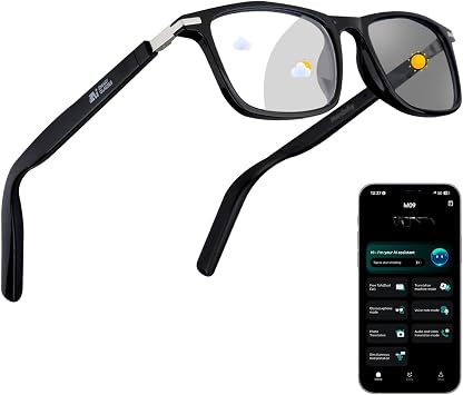 AI Translation Smart Glasses with Bluetooth, 160+ Languages, Color-Changing Lenses, Built-in Speaker & Clear Audio, Real-Time Voice Translator Smart Sunglasses for Travel, Meetings Use