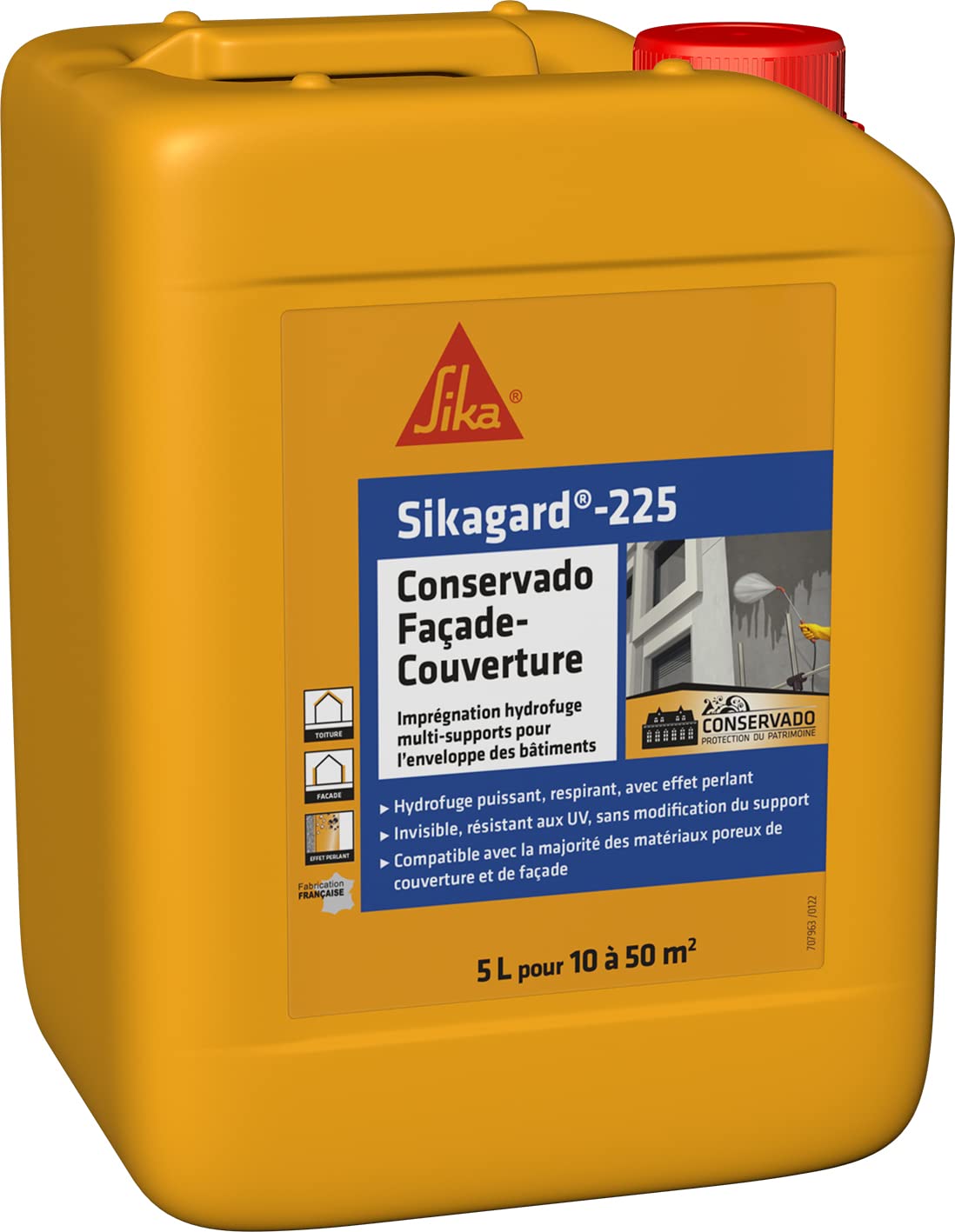 Sika Sikagard 225 Conservado – Revestimiento impermeable multisoporte, resistente a los rayos UV, listo para usar, efecto perlante, 10 a 50 m², 5 l