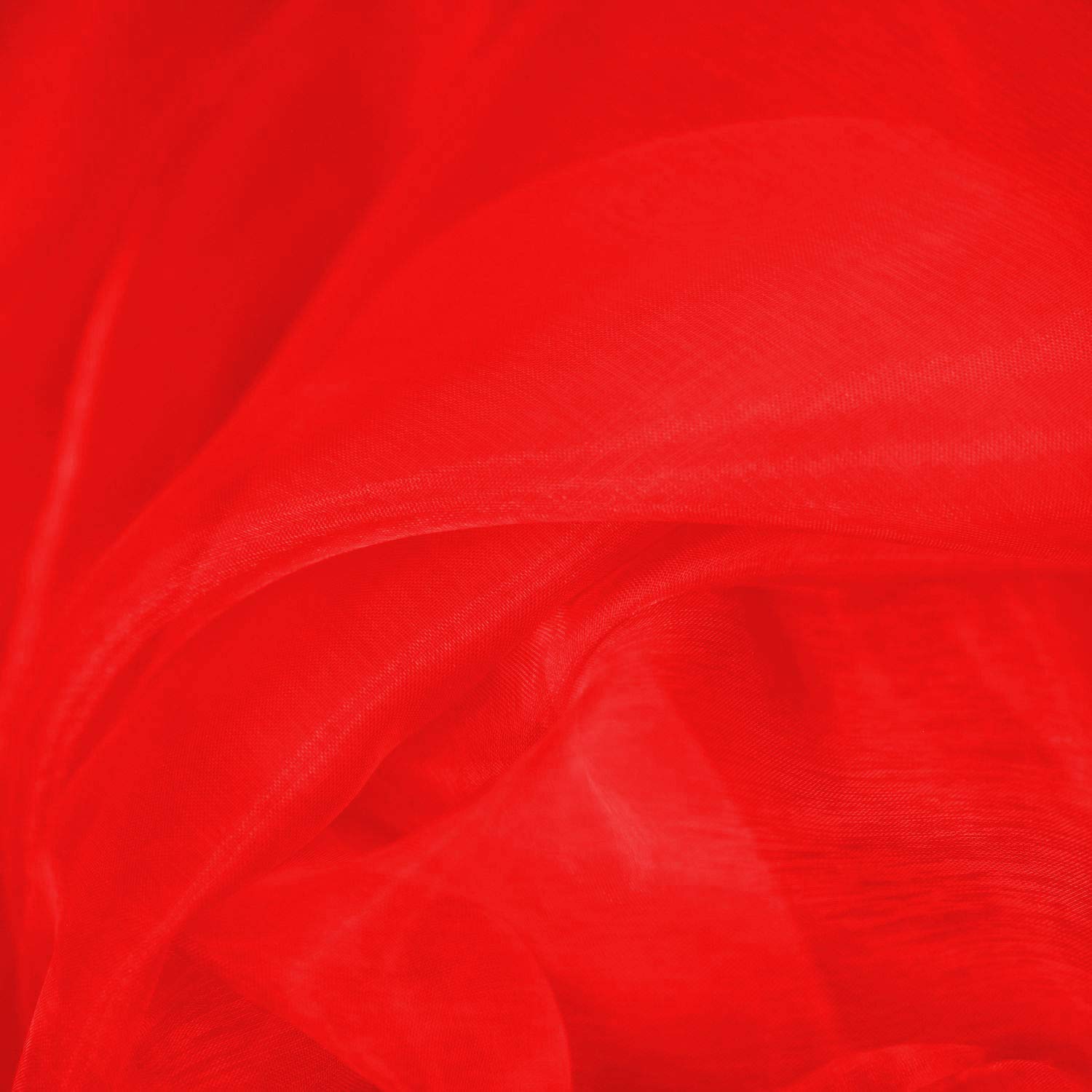 Sheer Organza Fabric 60 Inch 150cm Wide Decoration Dress Voile by The Meter (Red)