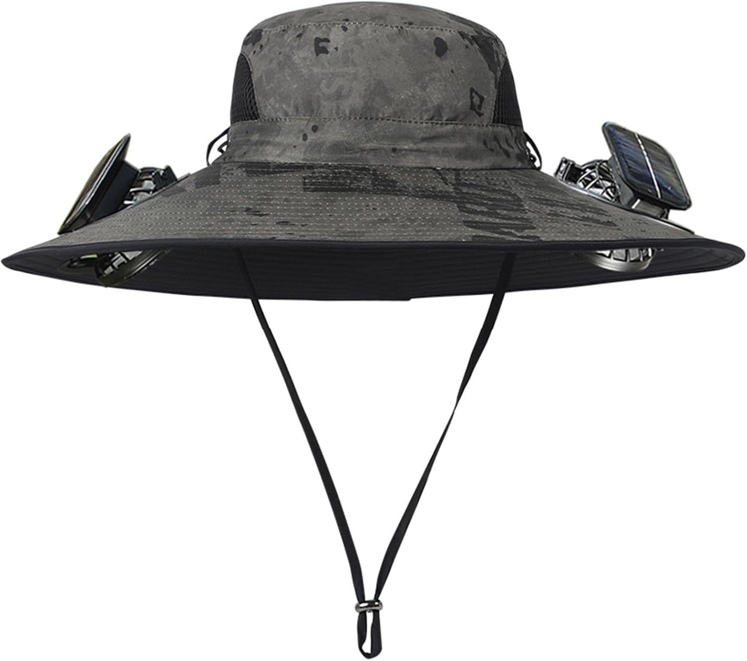 XIUNYIE Wide Brim Sun Hat with 2 Solar Fan Waterproof Breathable Bucket Hat for Men Women for Hiking Fishing Camping Outdoor, Ink Green, One Size