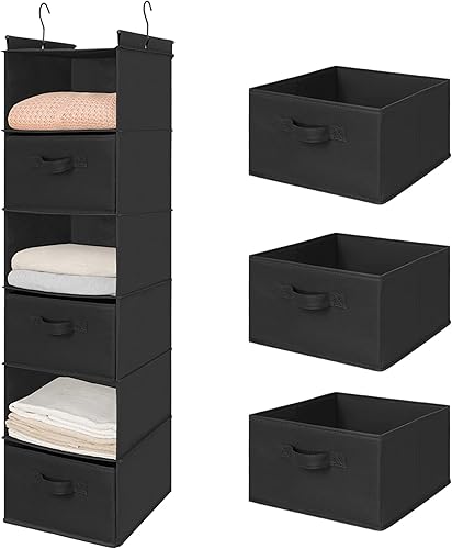 Estante de 6 niveles, Organizador colgante de closet, Estante colgante de closet con 2 ganchos resistentes para almacenamiento, plegable (Color