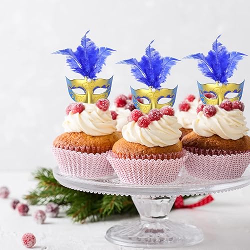 Miniatura 2 de IETANG Mini máscara de plumas de lujo, máscara pequeña para mascarada, Mardi Gras, decoraciones para fiestas, paquete de 12 unidades