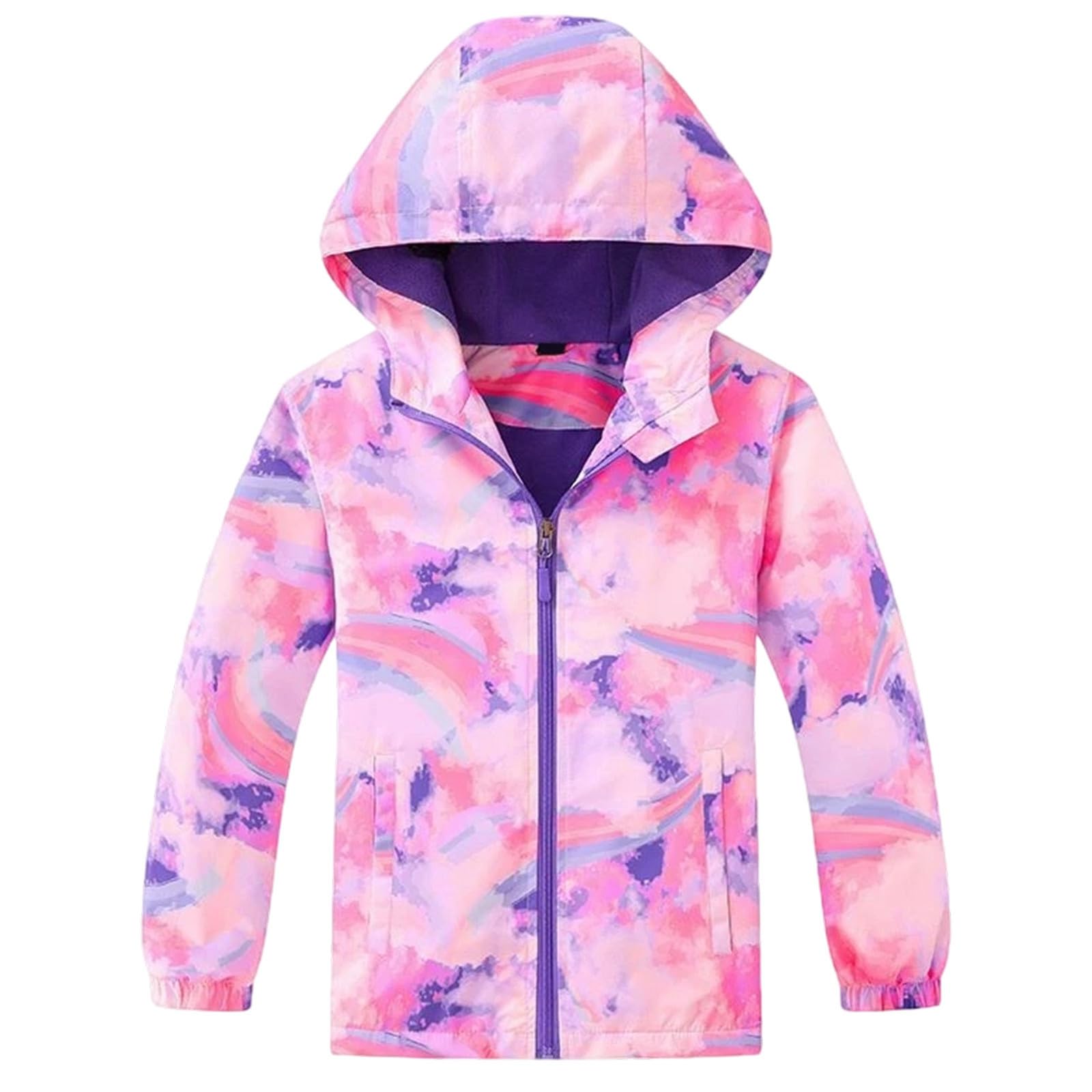 Generico Poncho Pioggia Bambino,Giacca Antivento Foderata In Pile Per Bambini Per Attività All'Aperto Impermeabile Softshell Caldo Per Tutte Le Stagioni Per Bambine E Bambini